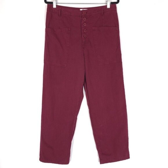 Pistola‎ X Revolve Tammy High Rise Trouser Merlot Burgundy Exposed Button Fly 30 - Picture 4 of 16